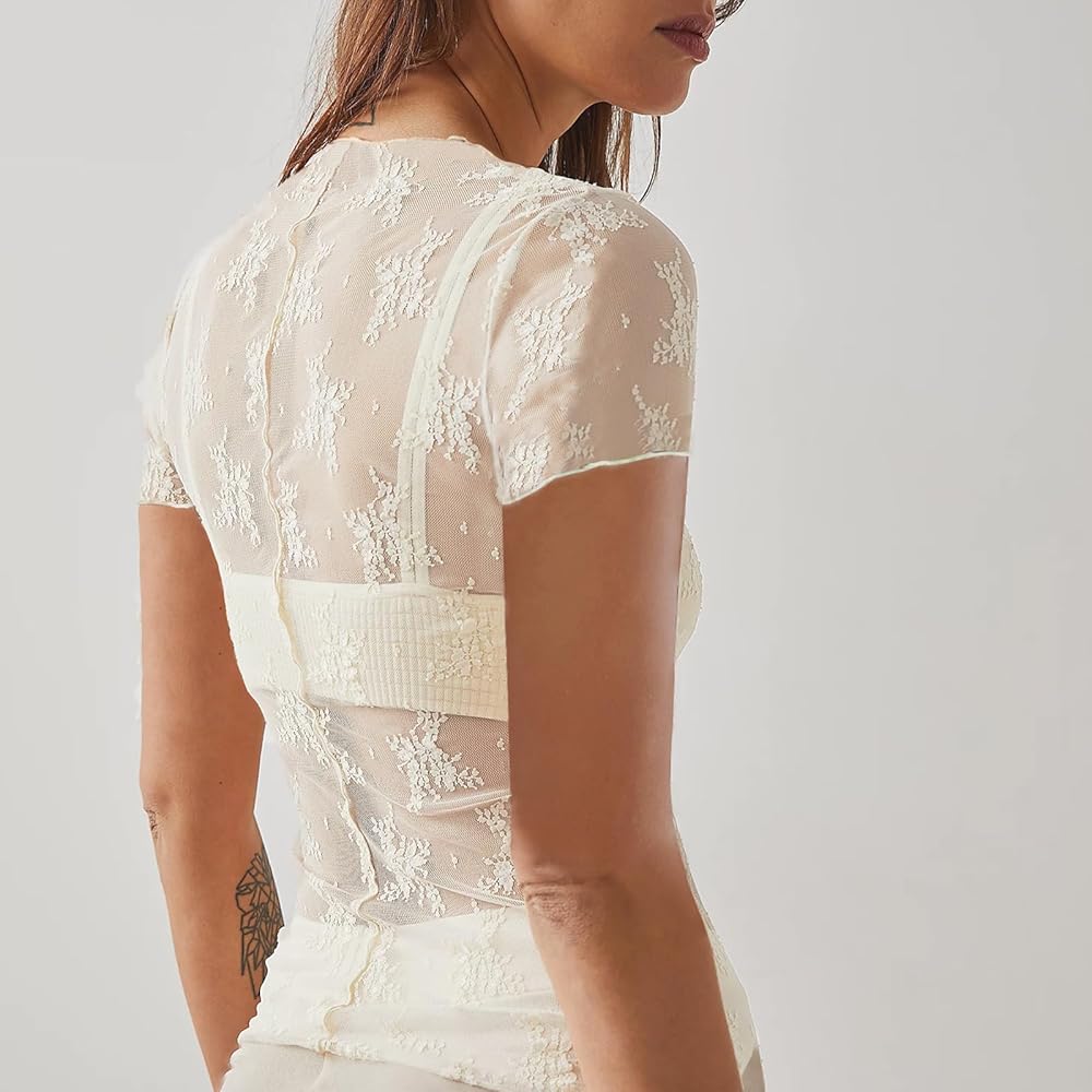 トップス SHEER FLOWER LACE SHIRTS Floral Lace Sheer Top – PEACALOO BOUTIQUE